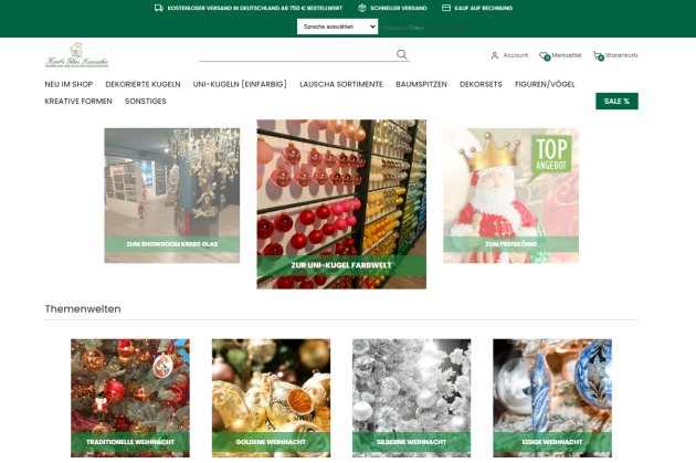 Onlineshop für Christbaumschmuck aus Glas